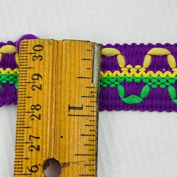 Vintage Wyla Trim Washable Polyester Fashion Trimming Purple Yellow Green 36 yds - Picture 4 of 4
